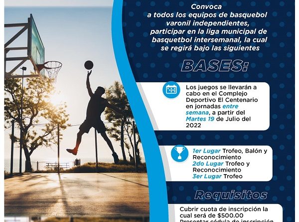 Inscríbete al Torneo Municipal de Básquetbol en Cuautlancingo
